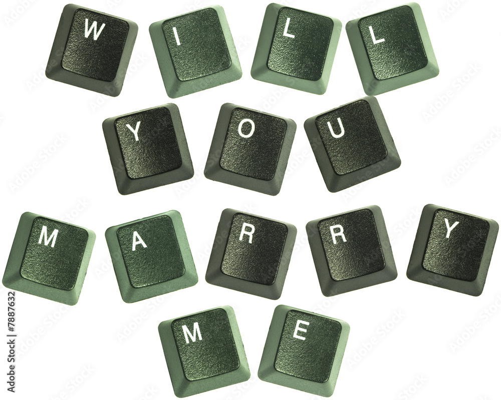 Keyboard keys spelling out the words “Will You Marry Me