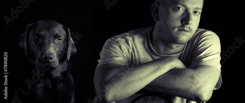 Shot of a Male Owner with his Labrador Retriever