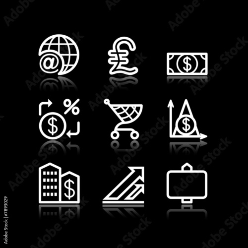 White contour web icons, set 23
