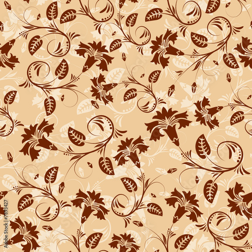 Flower seamless pattern with leaf, design, vector illustration