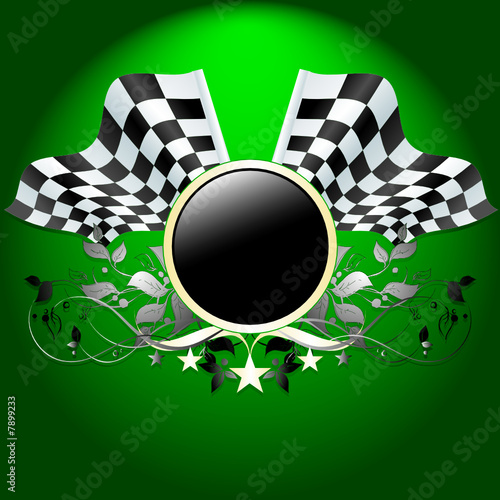 ornate banner with formula one flags