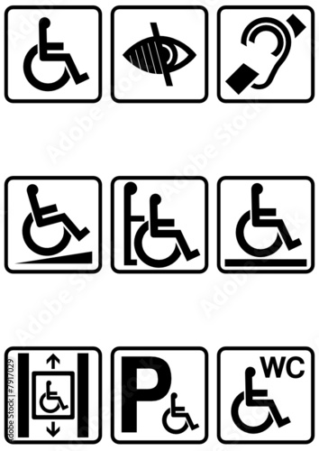 Panneau handicapé noir (détouré)