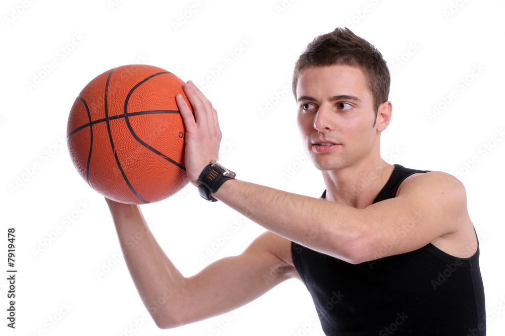 Causal man holding basketball ball