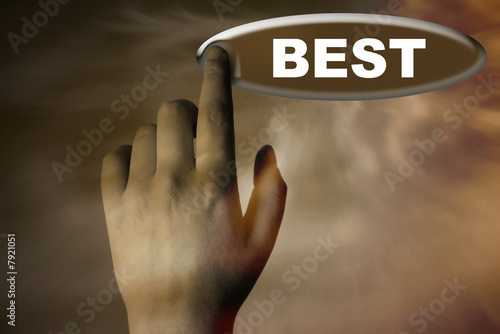 hand and button with word of BEST