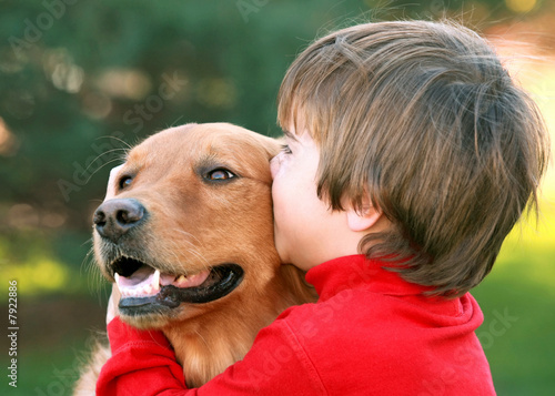 Photography Boy Kissing Dog