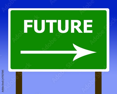 Future direction road street sign and the sky