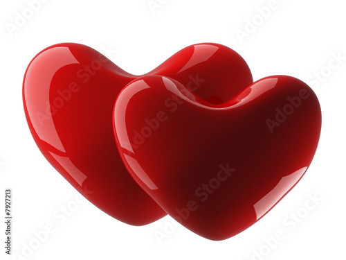 Two isolated heart on a whi...