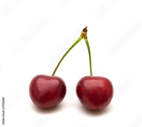 two cherry on white background