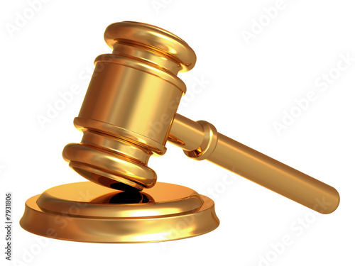 gavel on white background