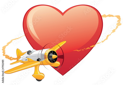 Plane on the heart background