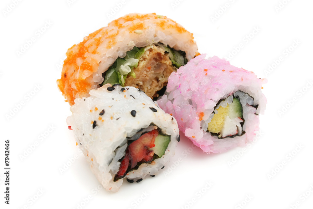 Three Japanese Rice Rolls (Sushi)