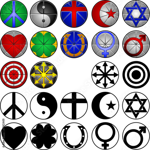 12 miscellaneous symbols in full color and black and white
