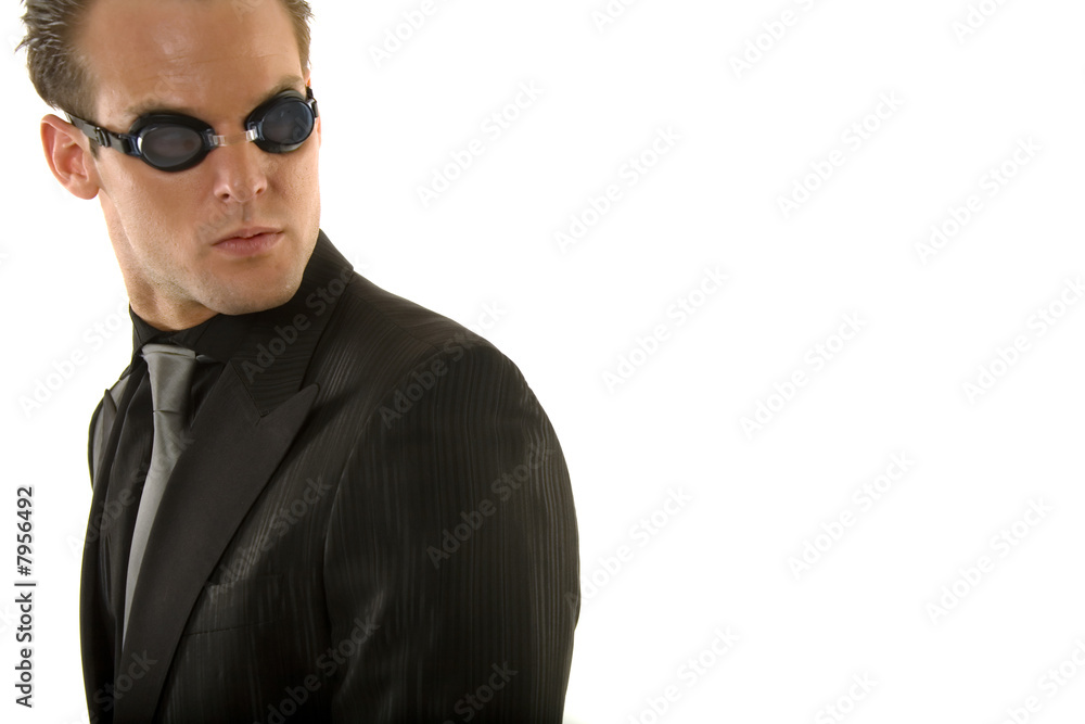 Successful young businessman wearing goggles Successful young businessman wearing goggles