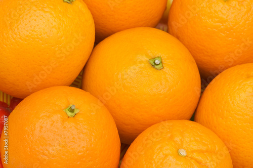 Close up of many oranges on the market