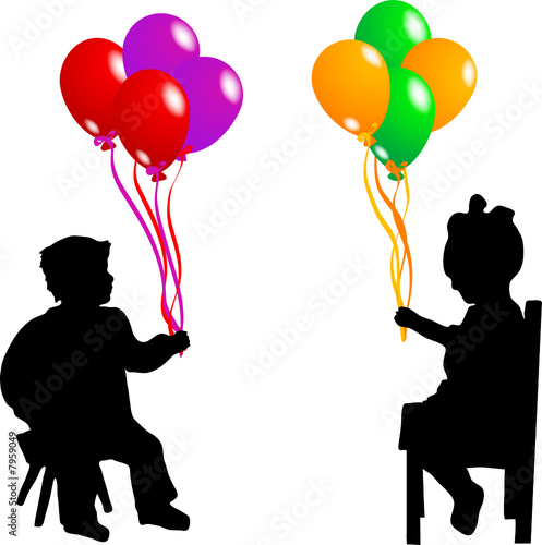 Little boy and girl with balloons