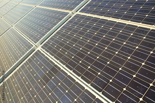 Photovoltaic cells in a solar panel - perspective view
