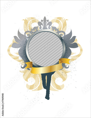 ornate medallion with ribbon