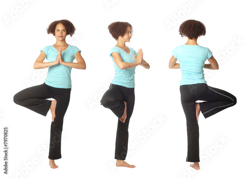 Three views of a yoga pose