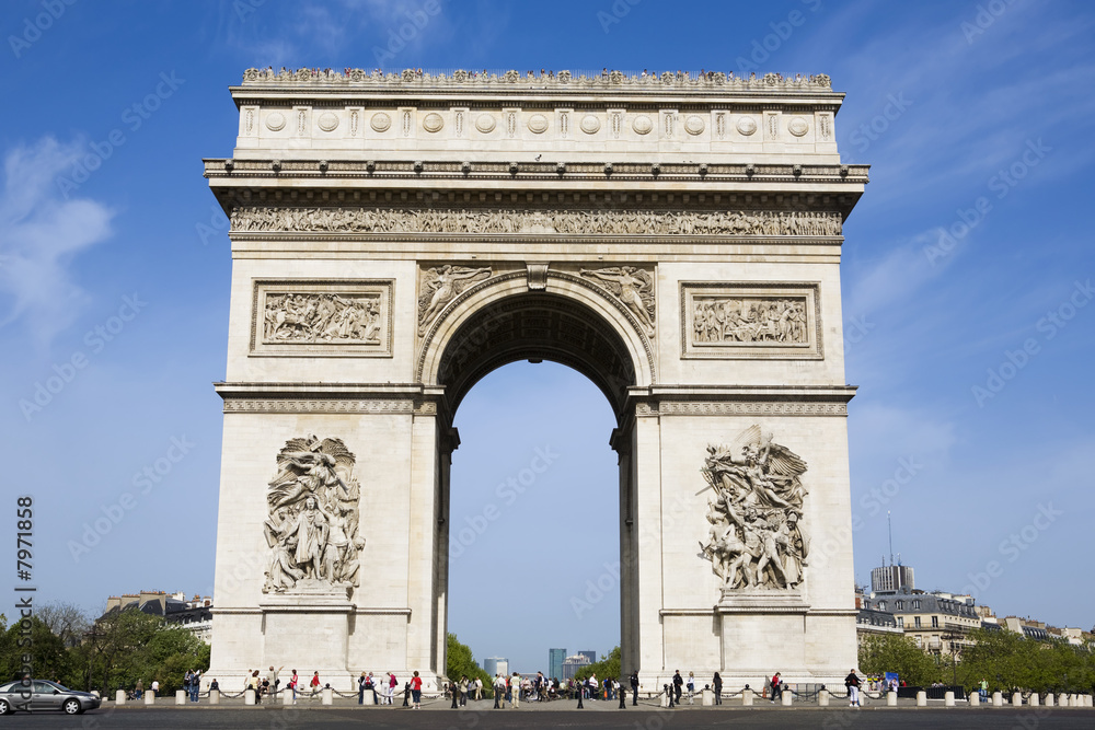 arc of triumph in the beautiful city of paris france