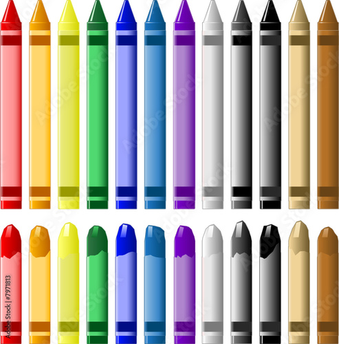 Twelve vector crayons in new and used condition