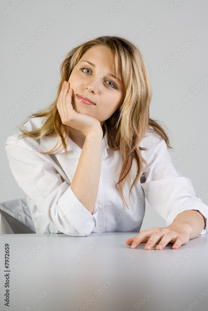 Skeptical blond woman Skeptical blond woman
