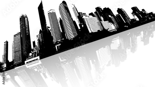 City with white background. Vector