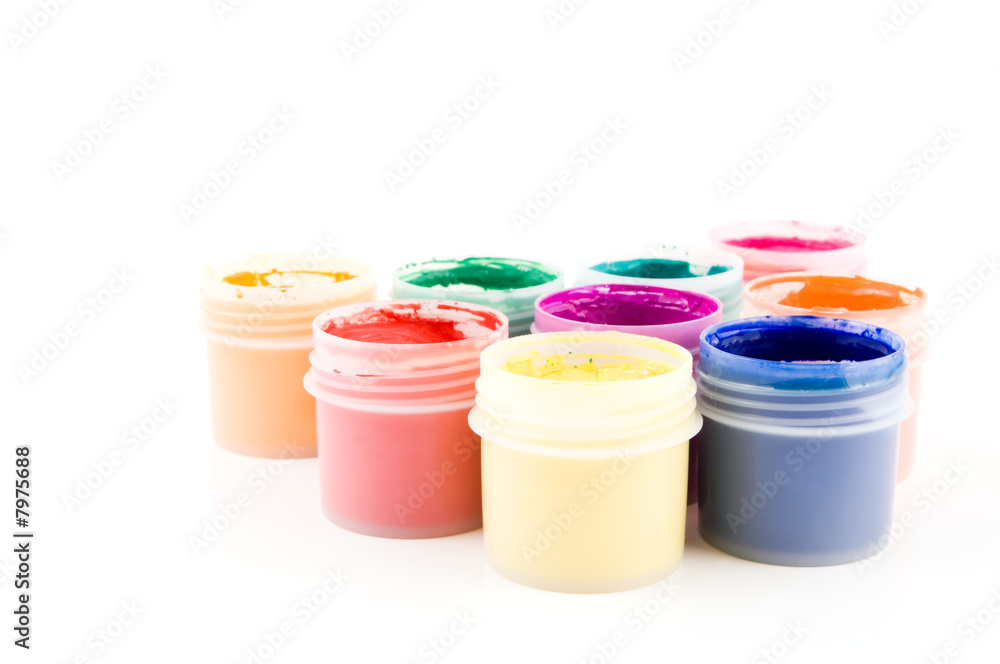 set of the watercolor gouache paints at the white background set of the watercolor gouache paints at the white background