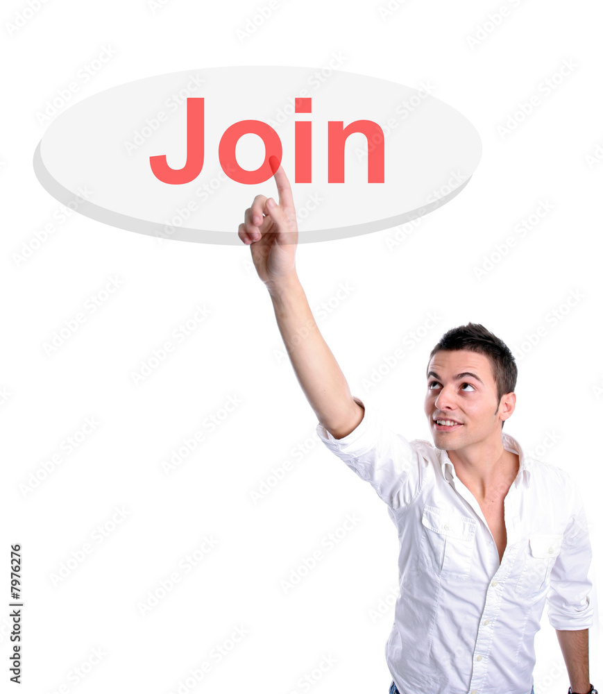 young business man presses key