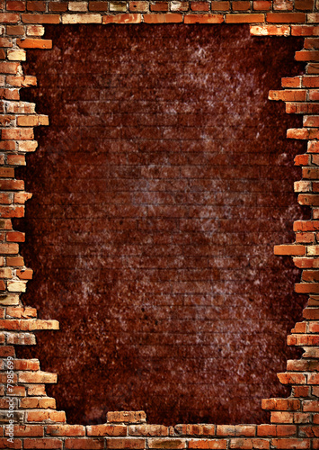 Brick wall grungy frame