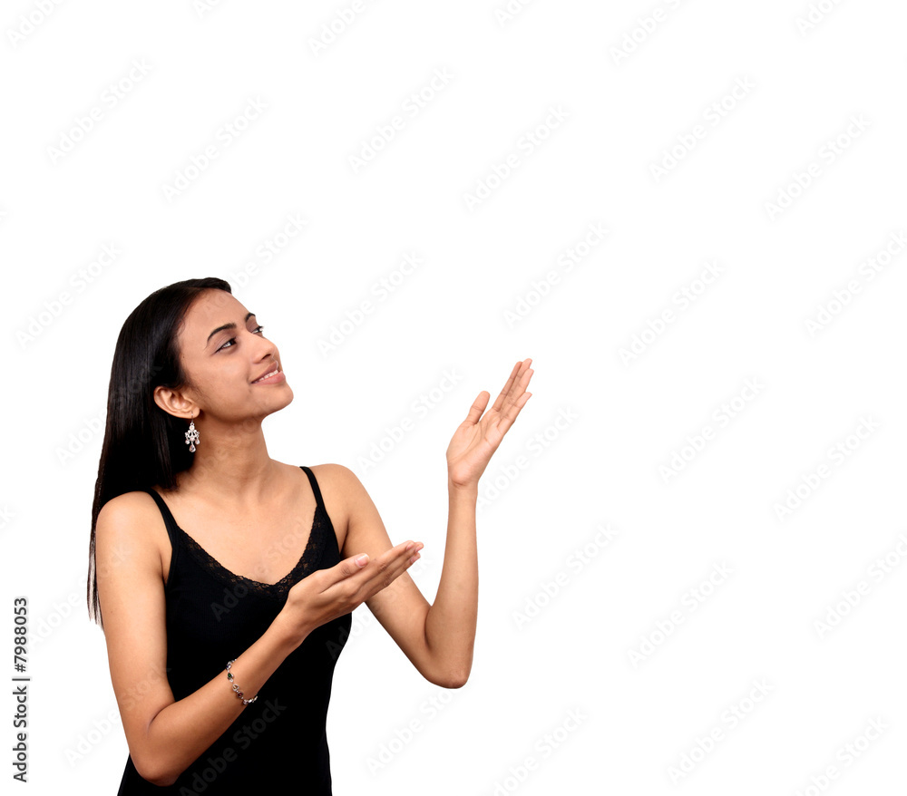 Beautiful teenage girl on a white background for advertisement Beautiful teenage girl on a white background for advertisement