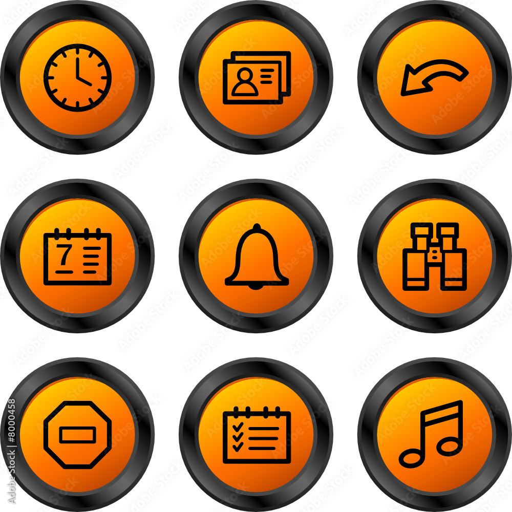 Organizer icons, orange circle series Organizer icons, orange circle series