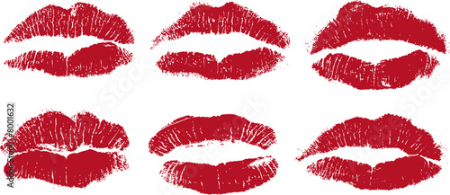 different sexy lips from kisses - transparent background