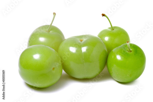 green plums isolated