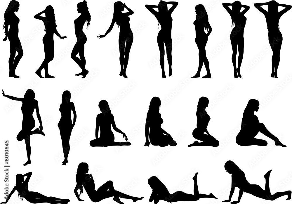 sexy women silhouettes - obrazy, fototapety, plakaty 