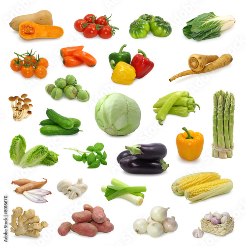 vegetable collection isolated on a white background photo