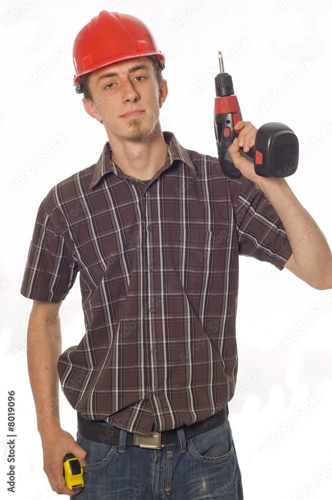 worker with drill