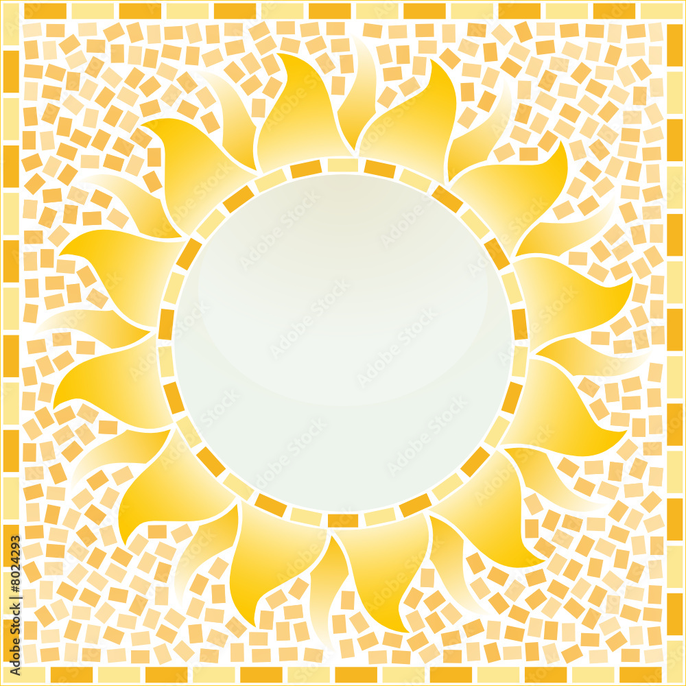 Miroir mosaïque soleil jaune