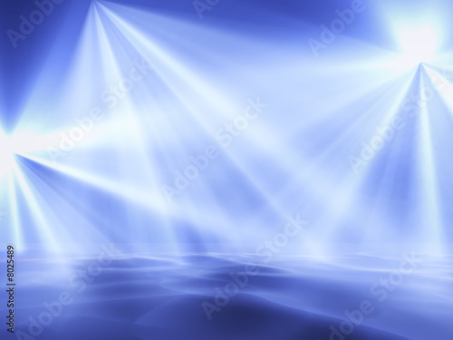 blue lights on a club stage in clots of a smoke photo