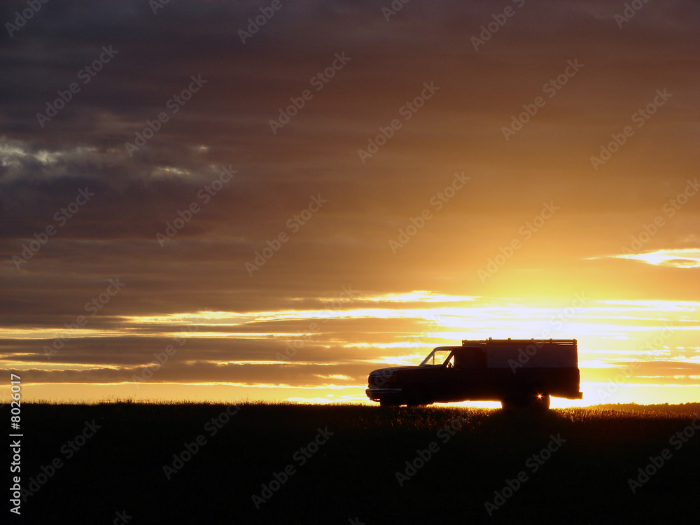 Old vehicle at sunset Old vehicle at sunset