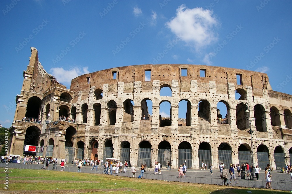 Coliseum, Colosseum Day Time Tourists Rome