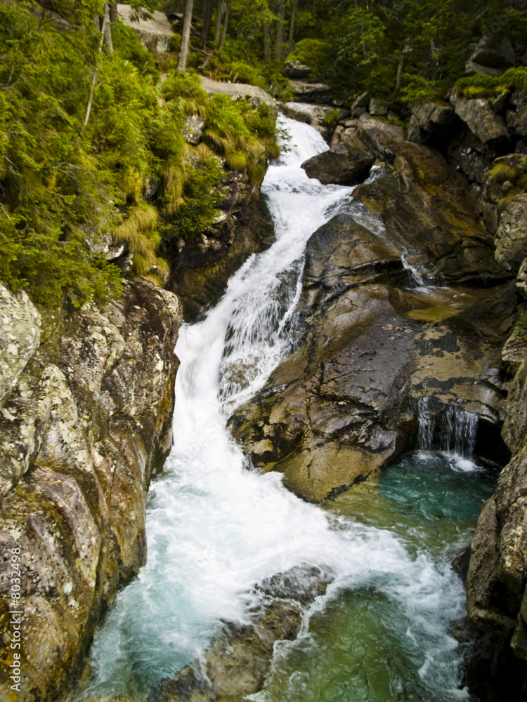 Obraz premium Aerial view on the mountain brook
