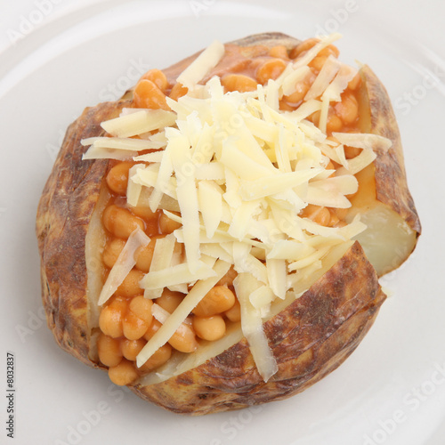 Baked Potato with Beans and Cheese