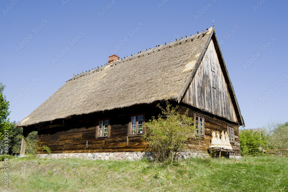 old wooden house in kashubian ethnographic parc in poland old wooden house in kashubian ethnographic parc in poland