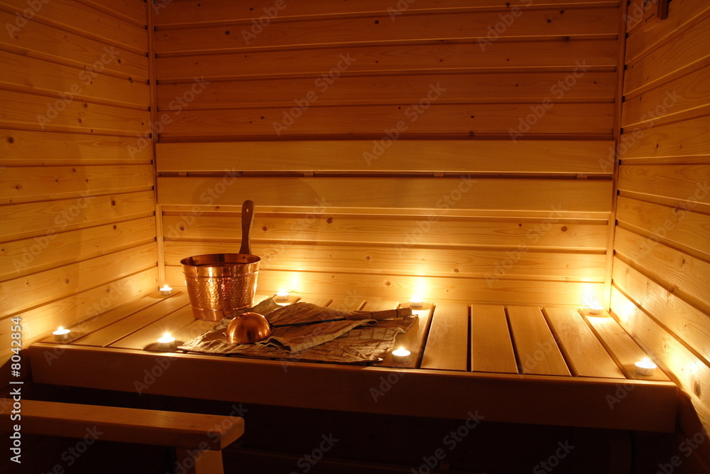 Interior of a Finnish sauna