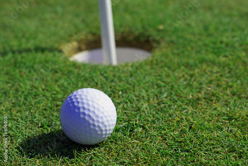 Golfball in front of the hole