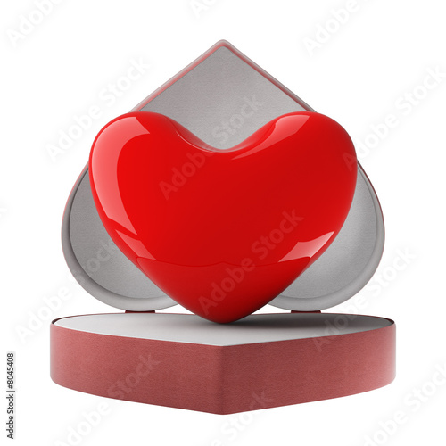 Heart in gift packing. 3D i...