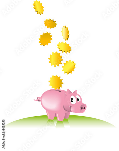 Sparschwein mit kleinen Sonnen