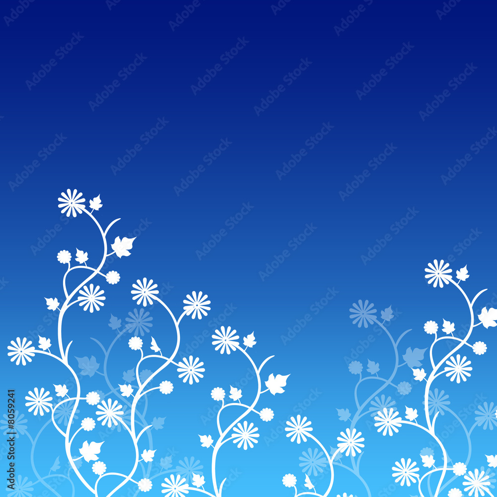 Blauer Hintergrund mit Blüten