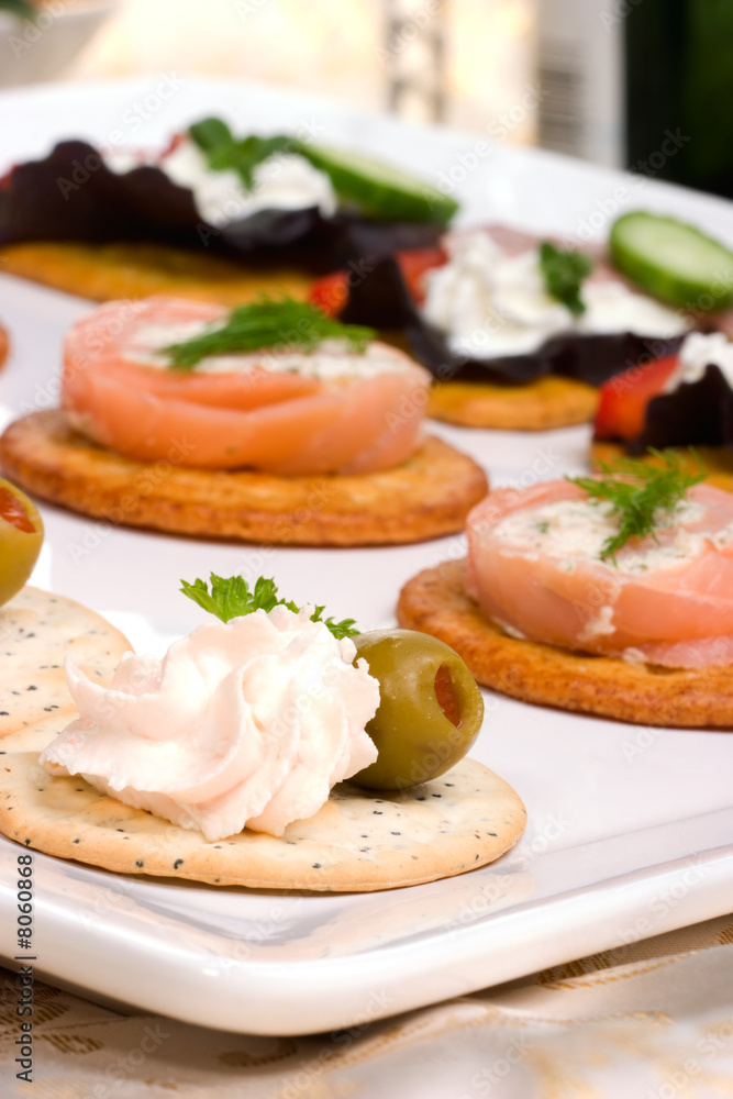 Salmon cheese canape