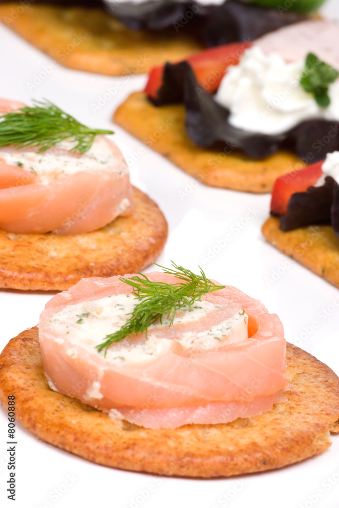 Salmon and goat cheese roll canape Salmon and goat cheese roll canape